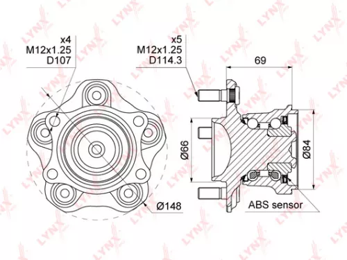 طقم رولمان عجلة نيسان LYNXAUTO WH-1053